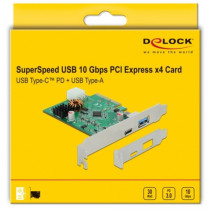 DeLOCK PCIe x4 to 1x extern USB-C 3.2 Gen 2 + USB-A 3.2 Gen 2, USB-Controller — Buy in Cyprus with Fast Delivery