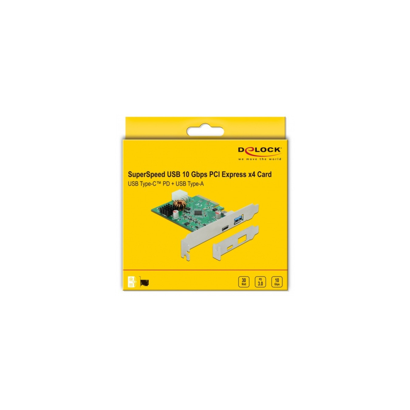 DeLOCK PCIe x4 to 1x extern USB-C 3.2 Gen 2 + USB-A 3.2 Gen 2, USB-Controller — Buy in Cyprus with Fast Delivery