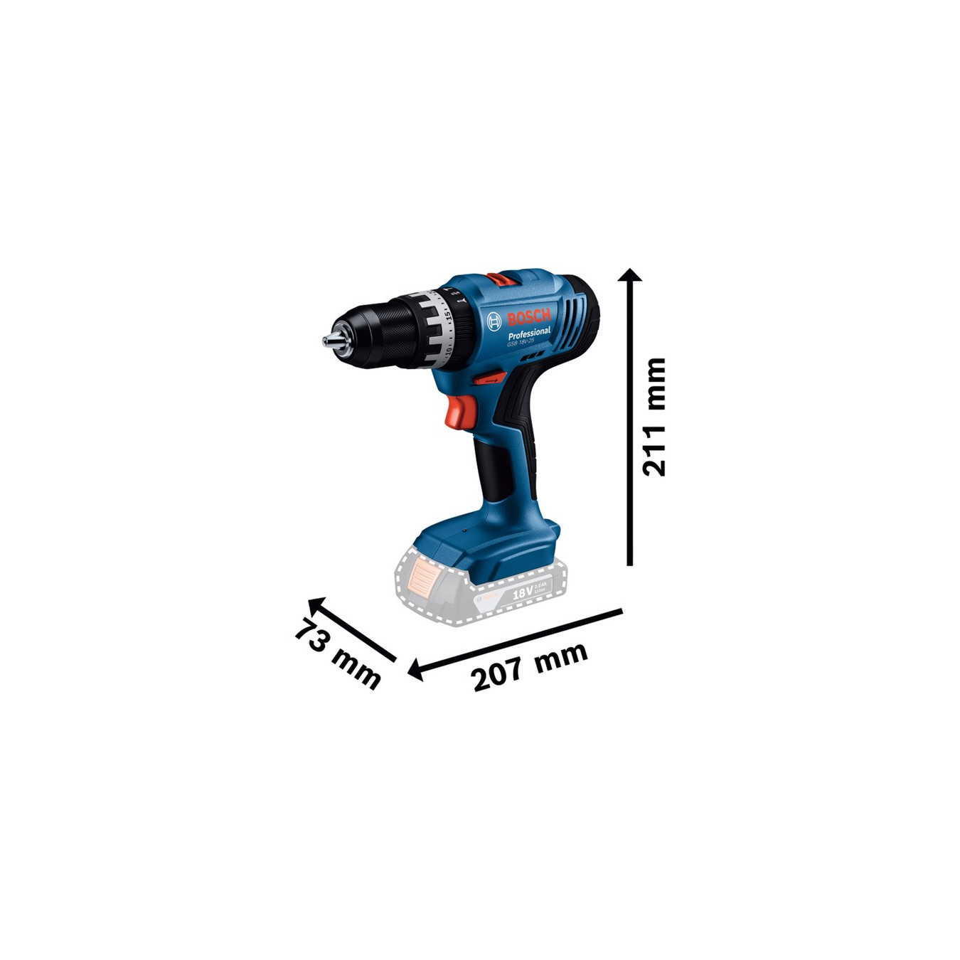 Cordless impact drill GSB 18V-25 Professional solo, 18 volts — Buy in Cyprus with Fast Delivery