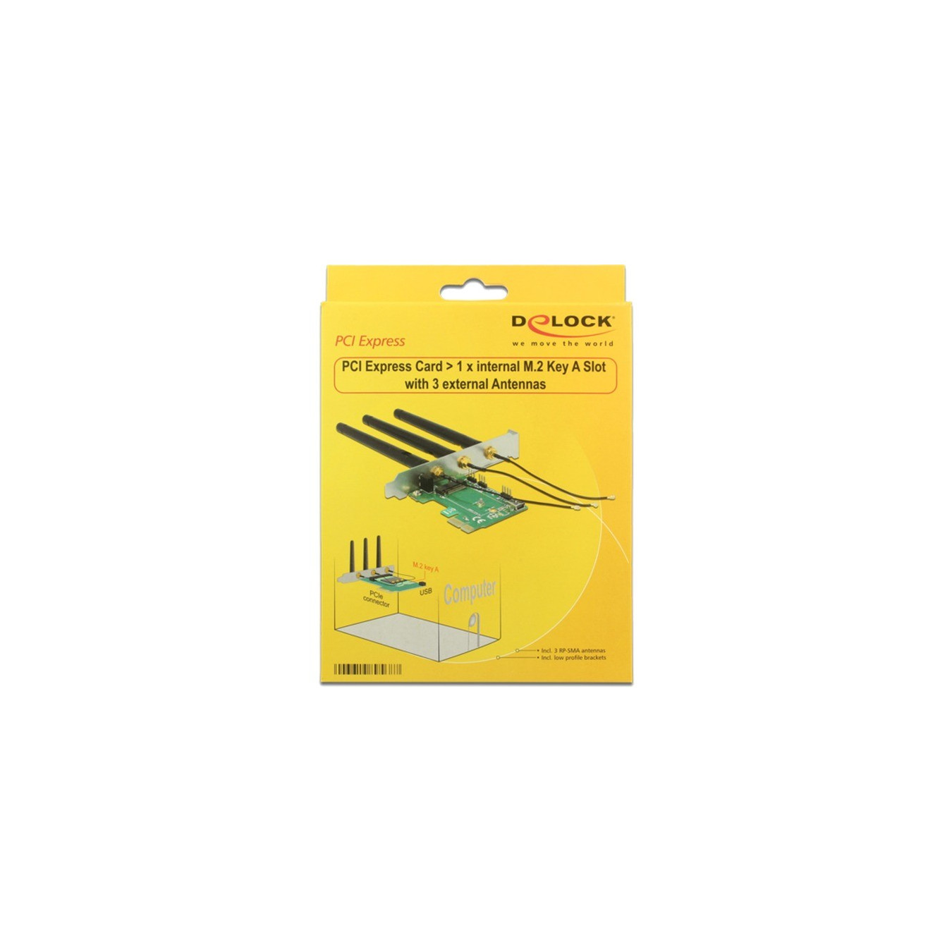 PCIe to 1x M.2 with 3 antennas, LAN adapter — Buy in Cyprus with Fast Delivery