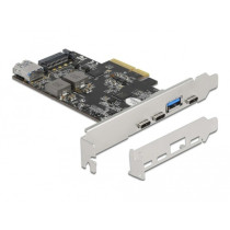 PCI Express x4 Karte zu 3 x USB Type-C + 2 x USB Typ-A - SuperSpeed USB 10 Gbps - Low Profile Formfaktor, USB-Controller
