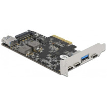PCI Express x4 Karte zu 3 x USB Type-C + 2 x USB Typ-A - SuperSpeed USB 10 Gbps - Low Profile Formfaktor, USB-Controller