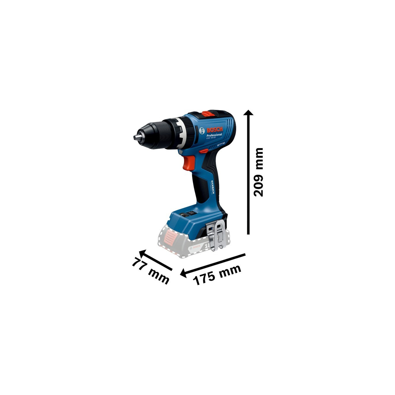 Cordless impact drill GSB 18V-65 Professional solo, 18 volts — Buy in Cyprus with Fast Delivery