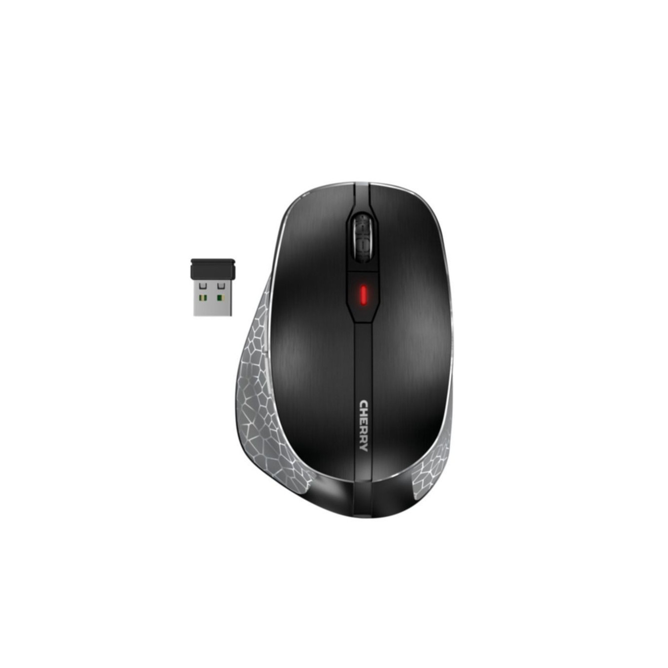 Cherry MW 8C ERGO - JW-8600 - Ergonomic Right-Hand Wireless Mouse, Black/Grey, 3000 DPI, 2.4GHz & Bluetooth, USB-C Rechargeable