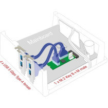 Converter M.2 Key B+M connector to 4 x USB 5 Gbps Type-A, interface extension — Buy in Cyprus with Fast Delivery