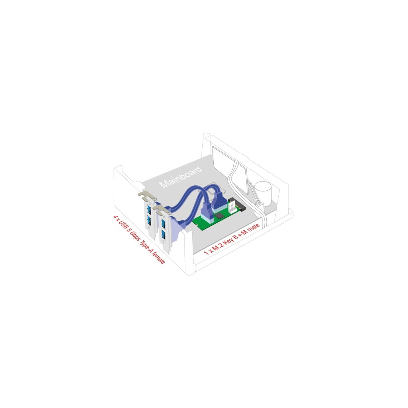 Converter M.2 Key B+M connector to 4 x USB 5 Gbps Type-A, interface extension — Buy in Cyprus with Fast Delivery