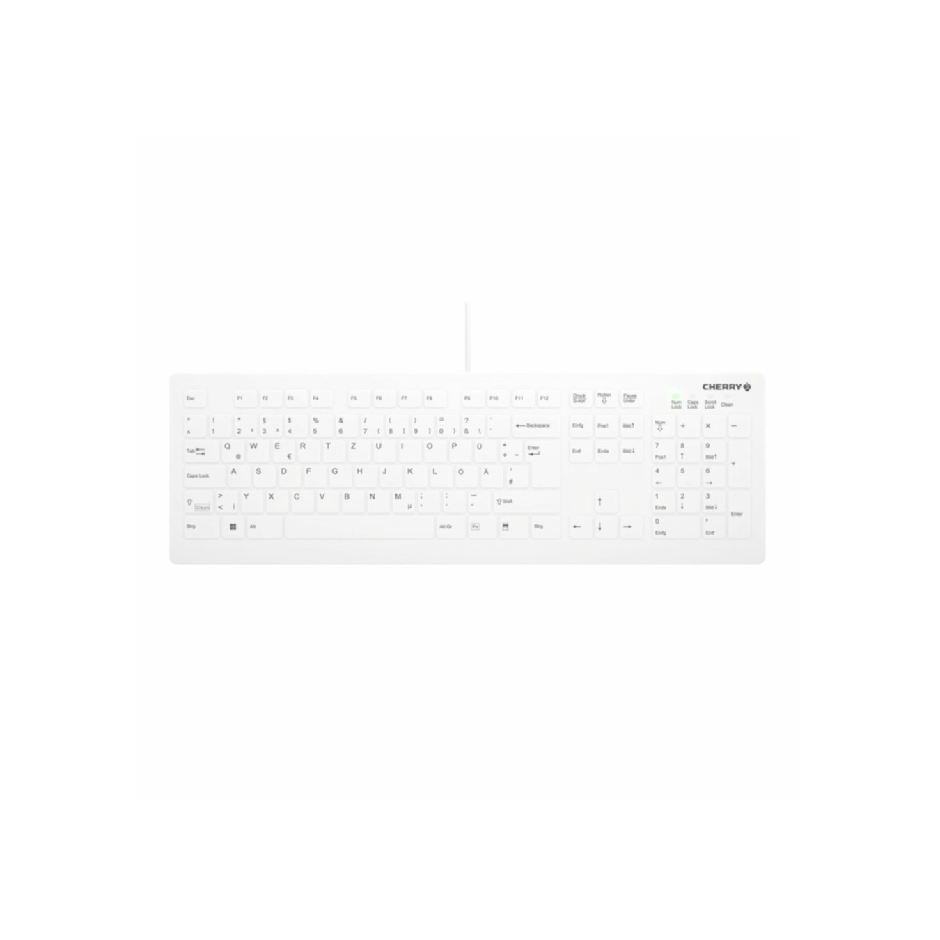 Medical Disinfectable Keyboard - AK-C8112 - Wired White, Full Layout, IP68 Membrane / Autoclavable Cover