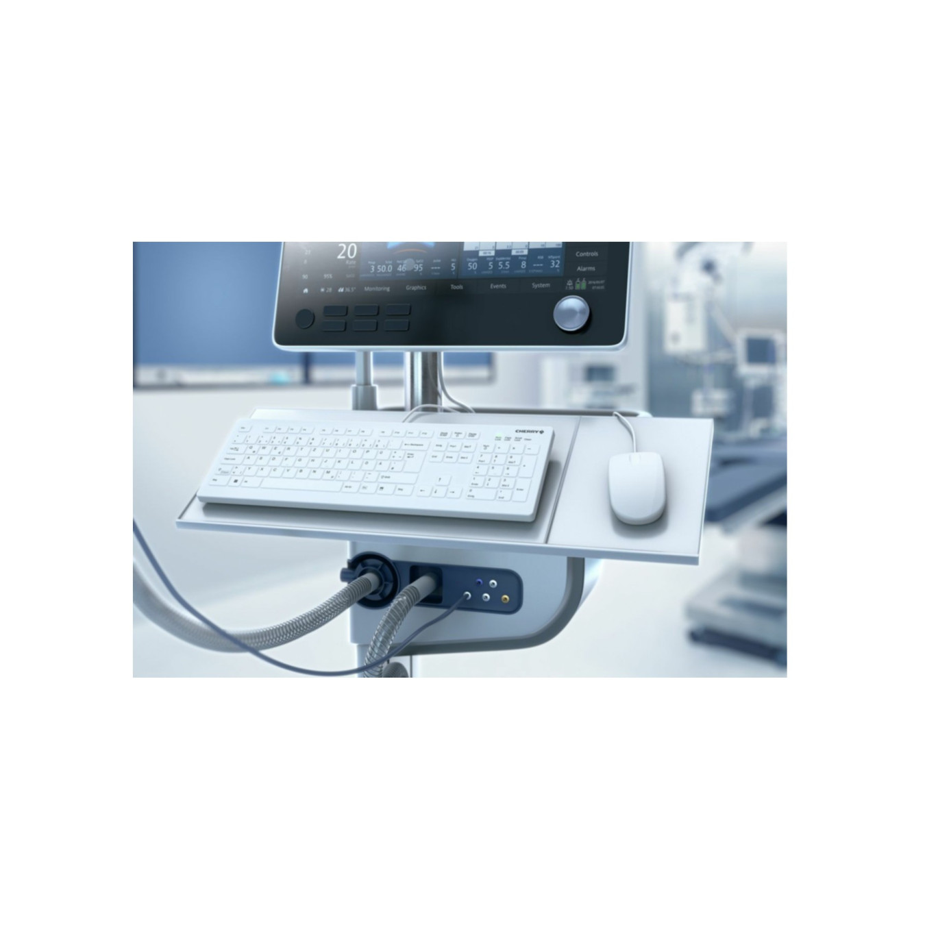 Medical Disinfectable Keyboard - AK-C8112 - Wired White, Full Layout, IP68 Membrane / Autoclavable Cover