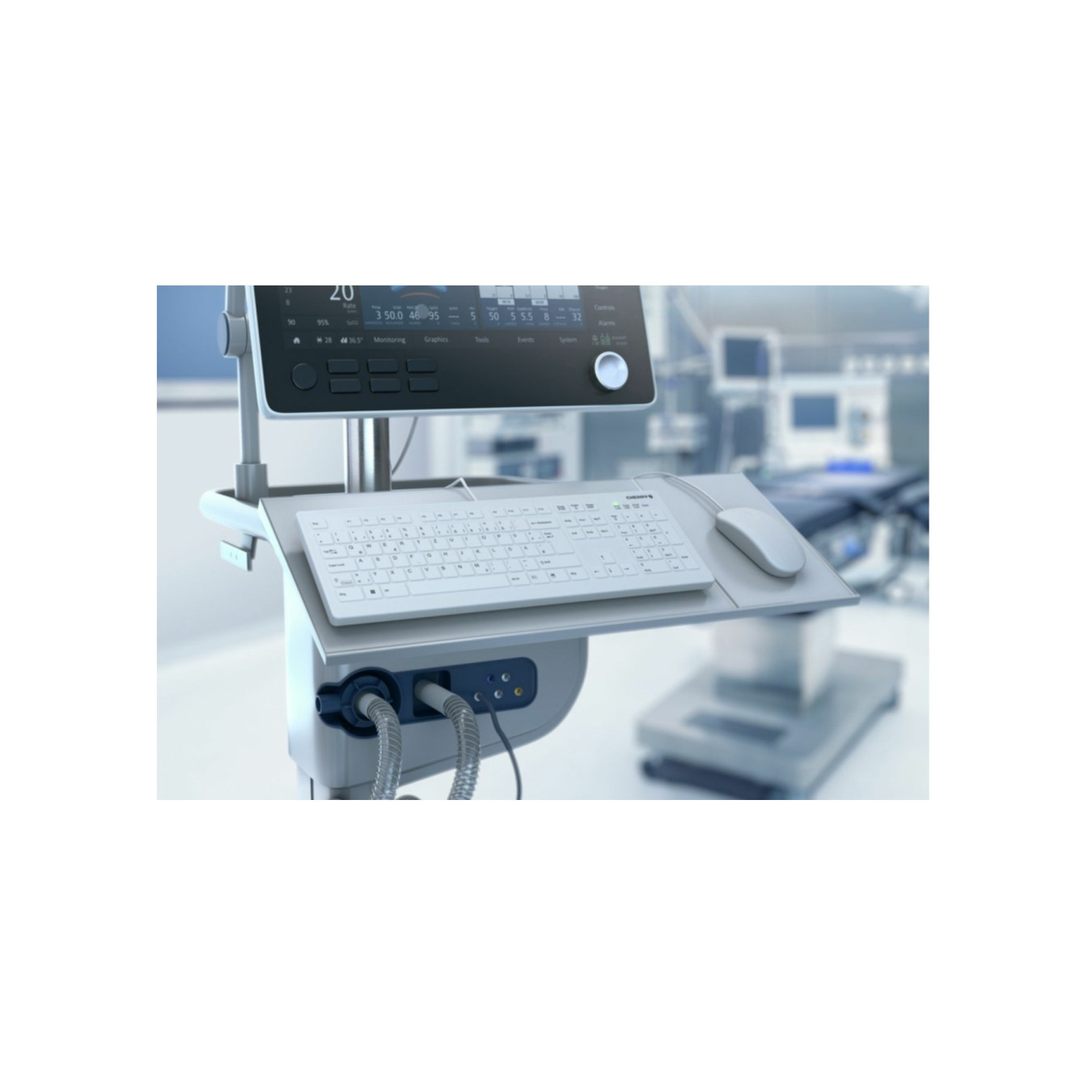Medical Disinfectable Keyboard - AK-C8112 - Wired White, Full Layout, IP68 Membrane / Autoclavable Cover