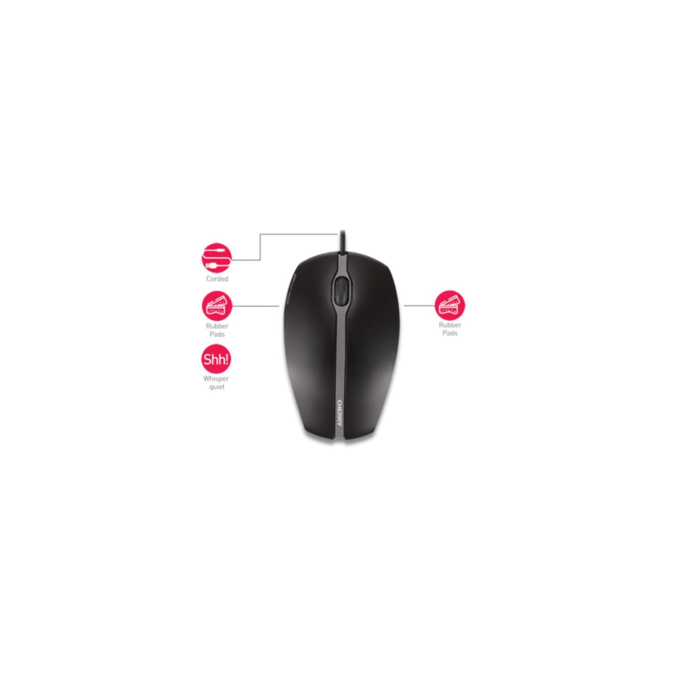 Cherry Gentix Silent Wired Mouse - JM-0310-2 - Ambidextrous, 1000 DPI, USB-A, Black — Buy in Cyprus with Fast Delivery