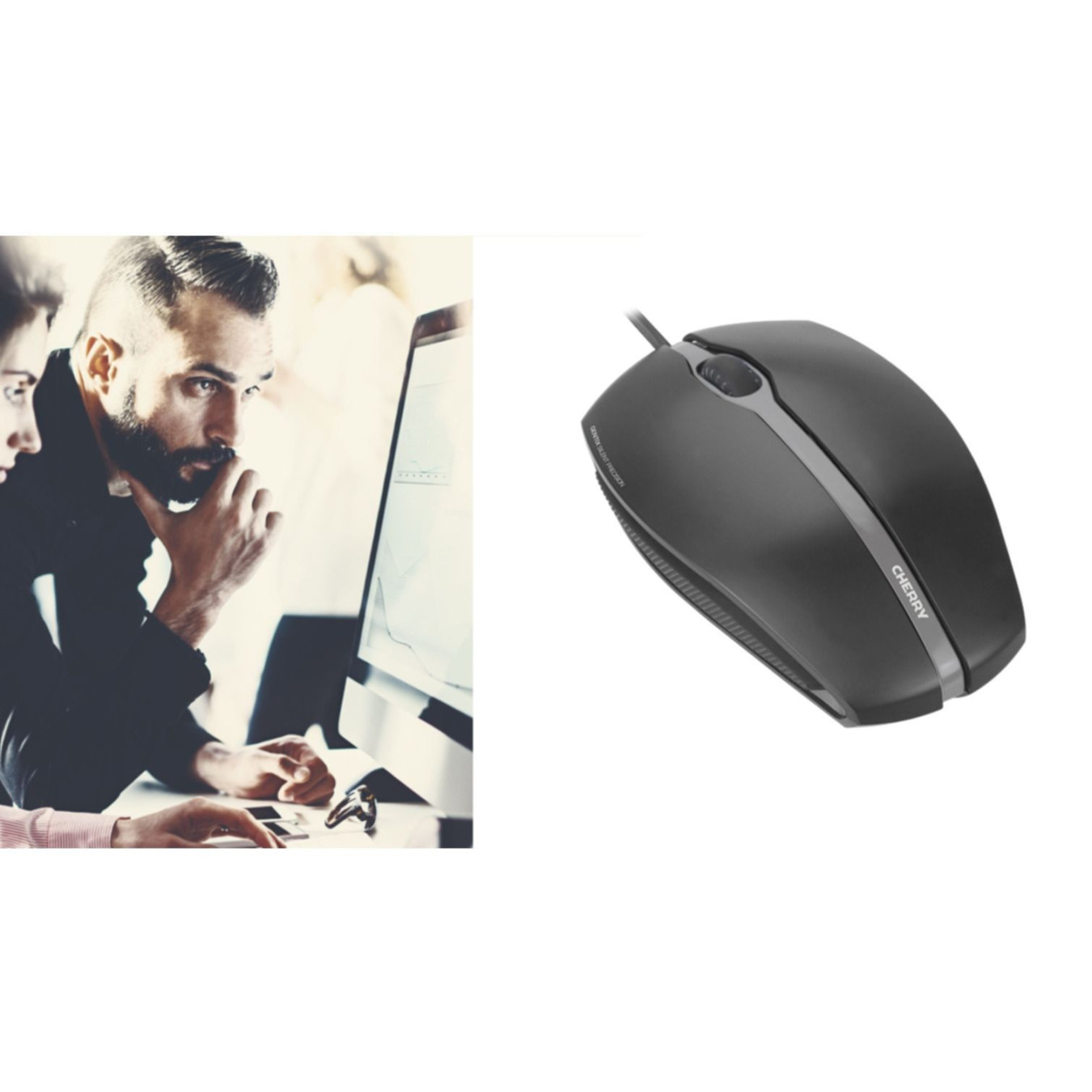 Cherry Gentix Silent Wired Mouse - JM-0310-2 - Ambidextrous, 1000 DPI, USB-A, Black — Buy in Cyprus with Fast Delivery