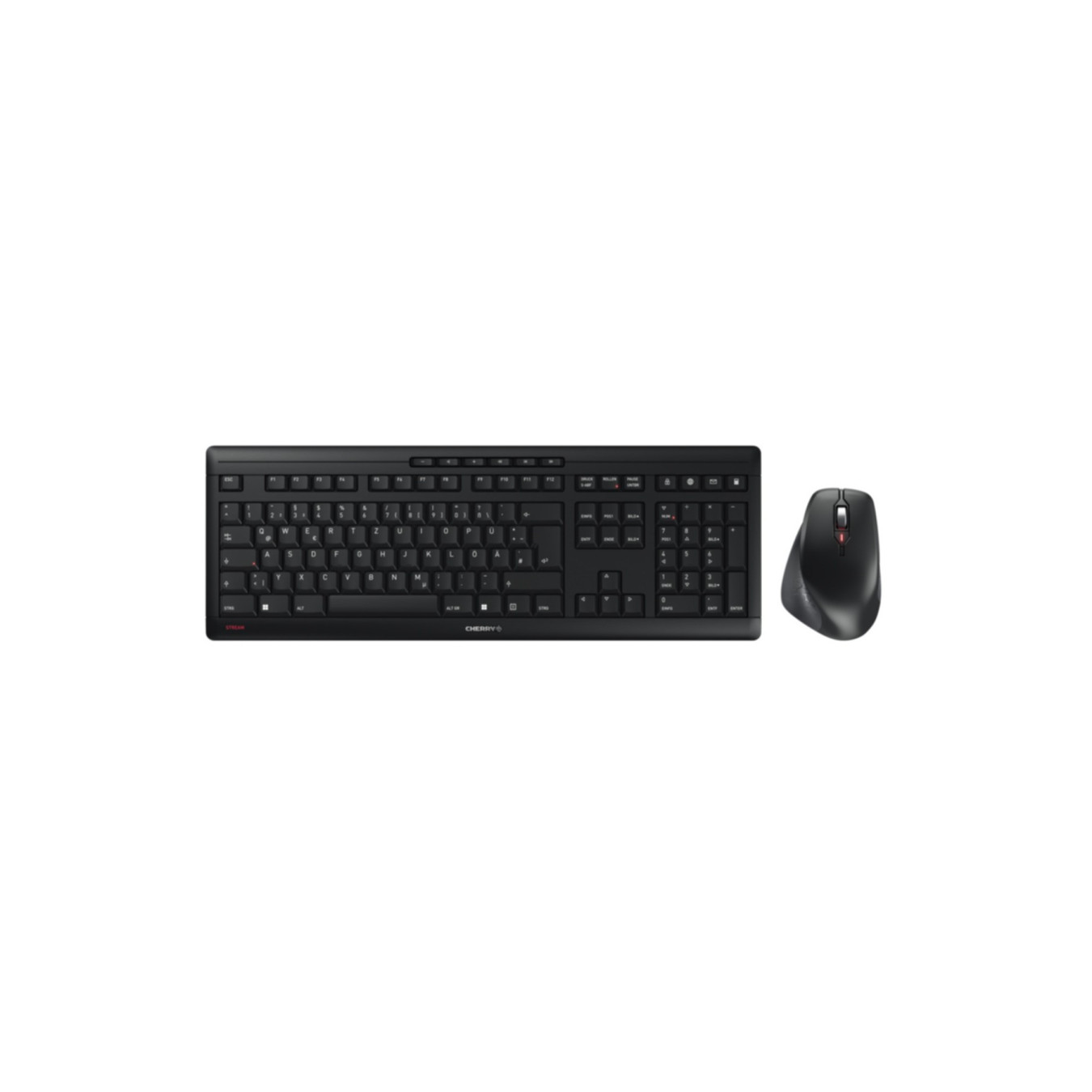CHERRY Stream Desktop Comfort - JD-8550DE-2 - Wireless Full-Size Keyboard & Ergonomic Right-Hand Mouse, Black