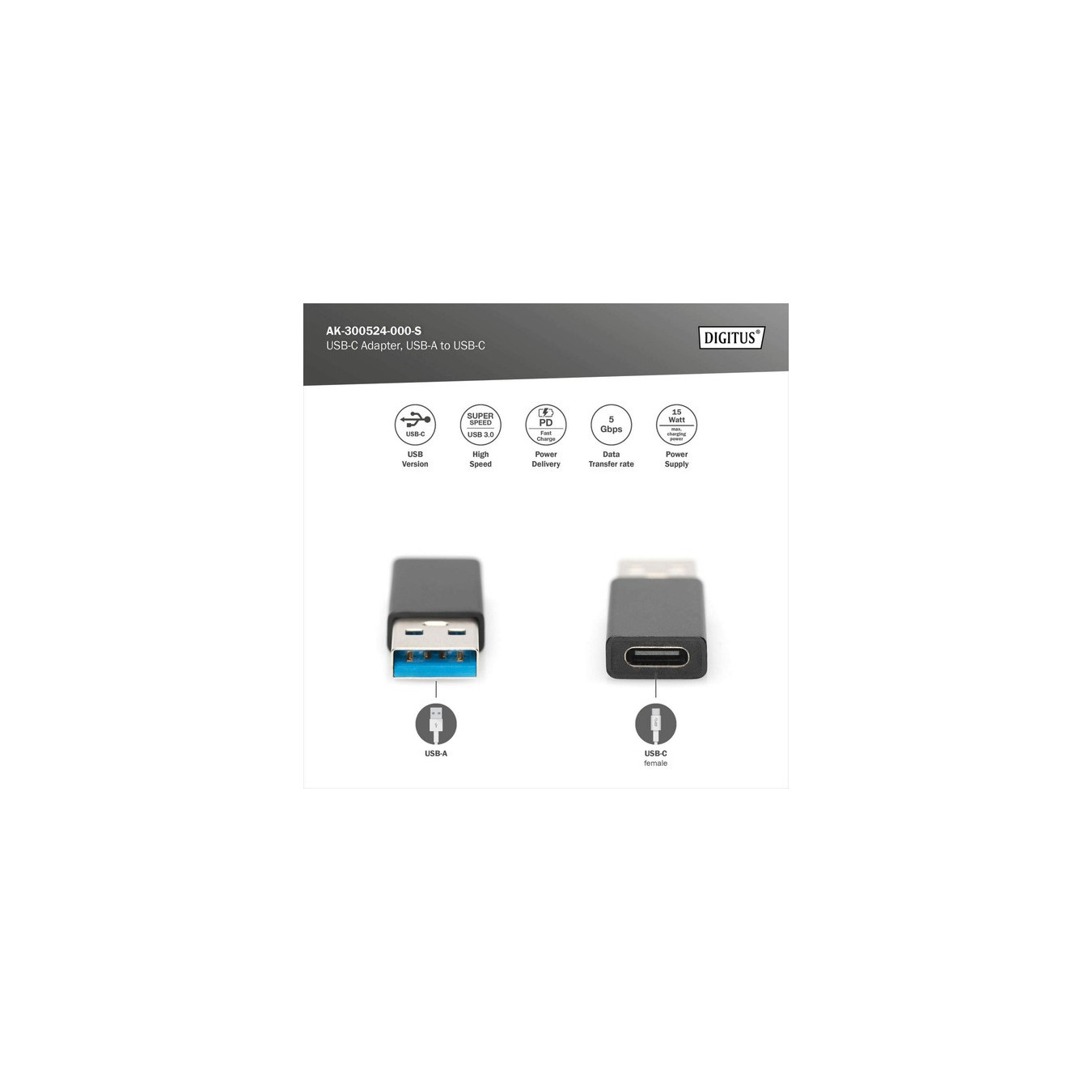 USB Type-C Adapter, USB A - USB-C — Buy in Cyprus with Fast Delivery