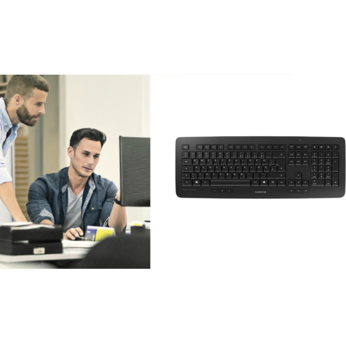 Cherry DW5100 Wireless Keyboard & Mouse Combo - JD-0520DE-2 - Black, German QWERTZ, Full-size, 2.4GHz Nano Receiver, 1750 DPI