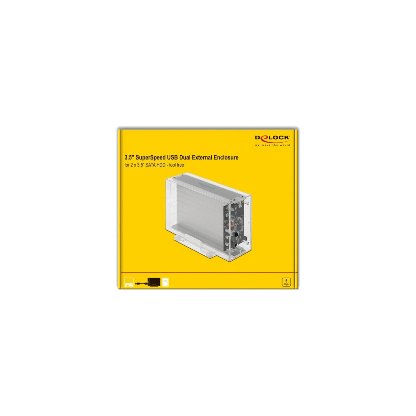 External dual housing for 2 x 3.5' SATA HDD with USB Type-C socket, drive housing — Buy in Cyprus with Fast Delivery