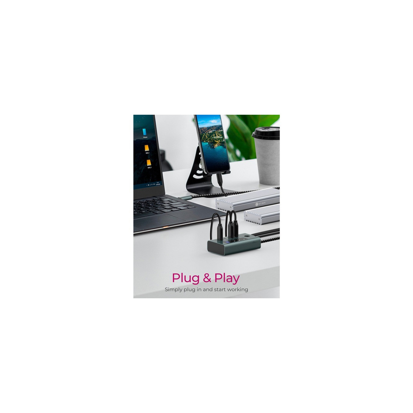 ICY BOX IB-HUB1454-C31 4-Port USB-C Hub – 10Gbps 20W PD | Armenius Store
