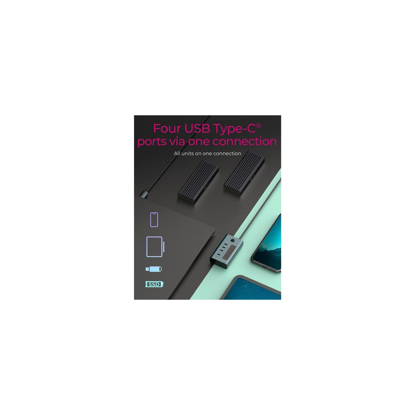 ICY BOX IB-HUB1454-C31 4-Port USB-C Hub – 10Gbps 20W PD | Armenius Store