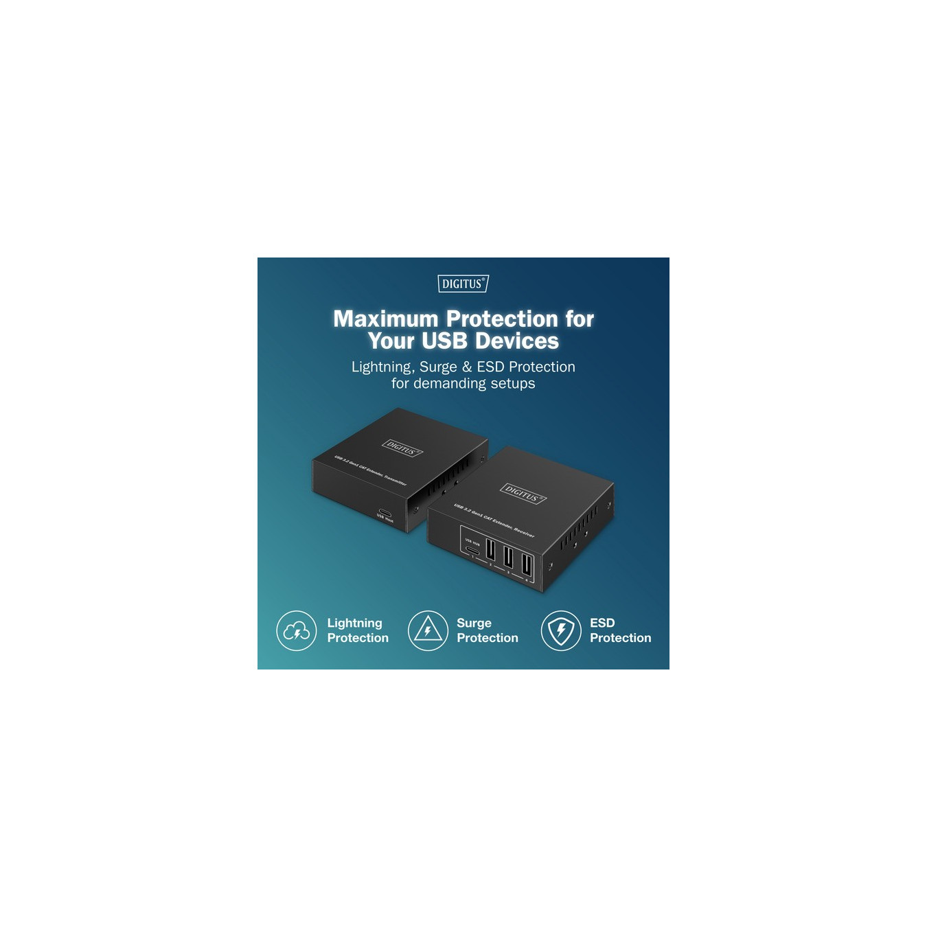 USB 3.2 Gen1 CAT Extender-Set, 5Gbps, 100 Meter, USB-Extender — Buy in Cyprus with Fast Delivery