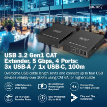 USB 3.2 Gen1 CAT Extender-Set, 5Gbps, 100 Meter, USB-Extender — Buy in Cyprus with Fast Delivery