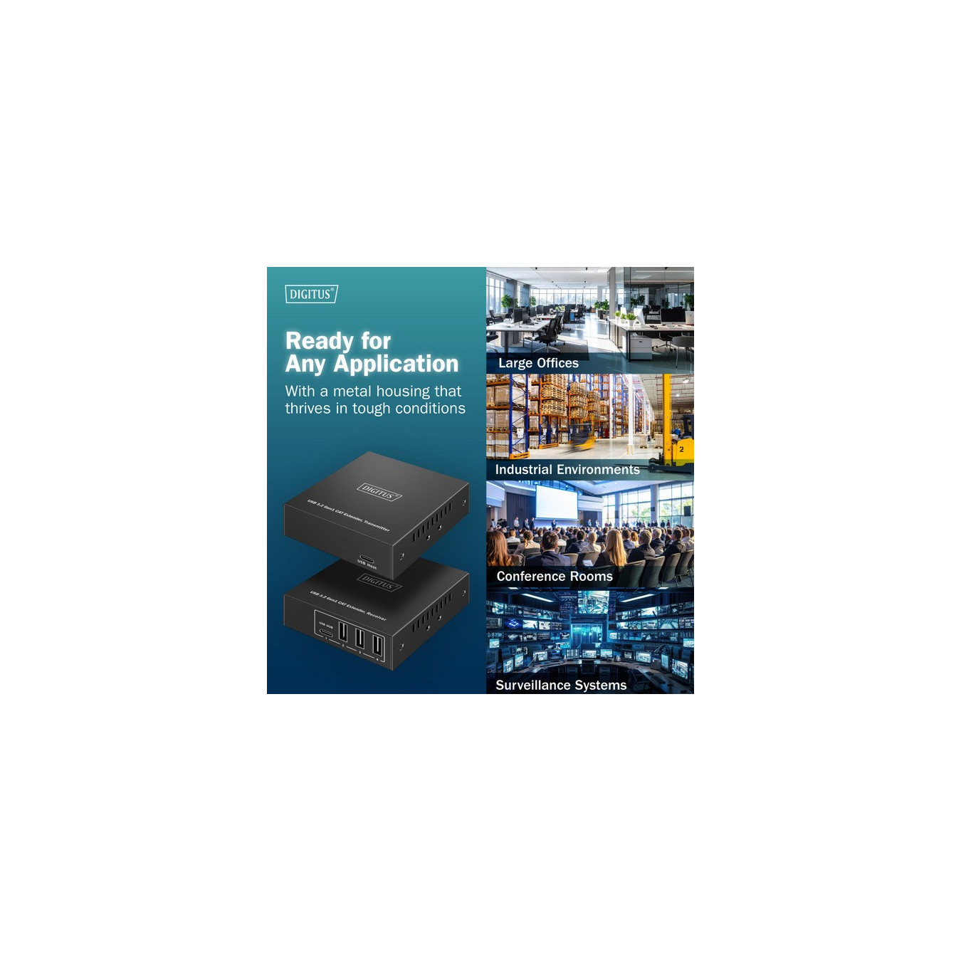 USB 3.2 Gen1 CAT Extender-Set, 5Gbps, 100 Meter, USB-Extender — Buy in Cyprus with Fast Delivery