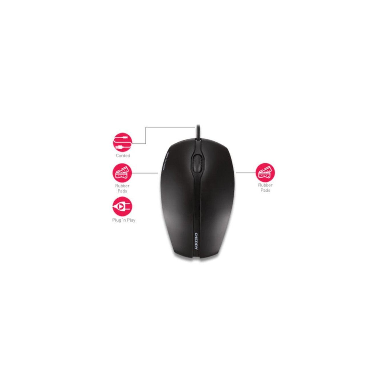 Cherry Gentix Illuminated Mouse - JM-0300 - Black, Ambidextrous, 1000 DPI, USB Type-A — Buy in Cyprus with Fast Delivery