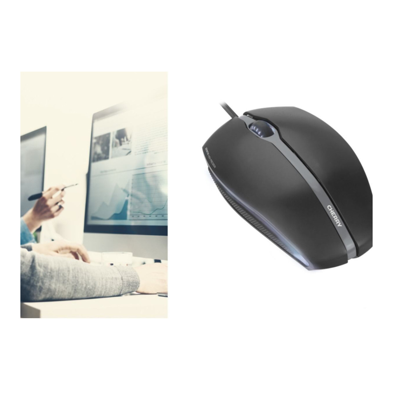 Cherry Gentix Illuminated Mouse - JM-0300 - Black, Ambidextrous, 1000 DPI, USB Type-A — Buy in Cyprus with Fast Delivery