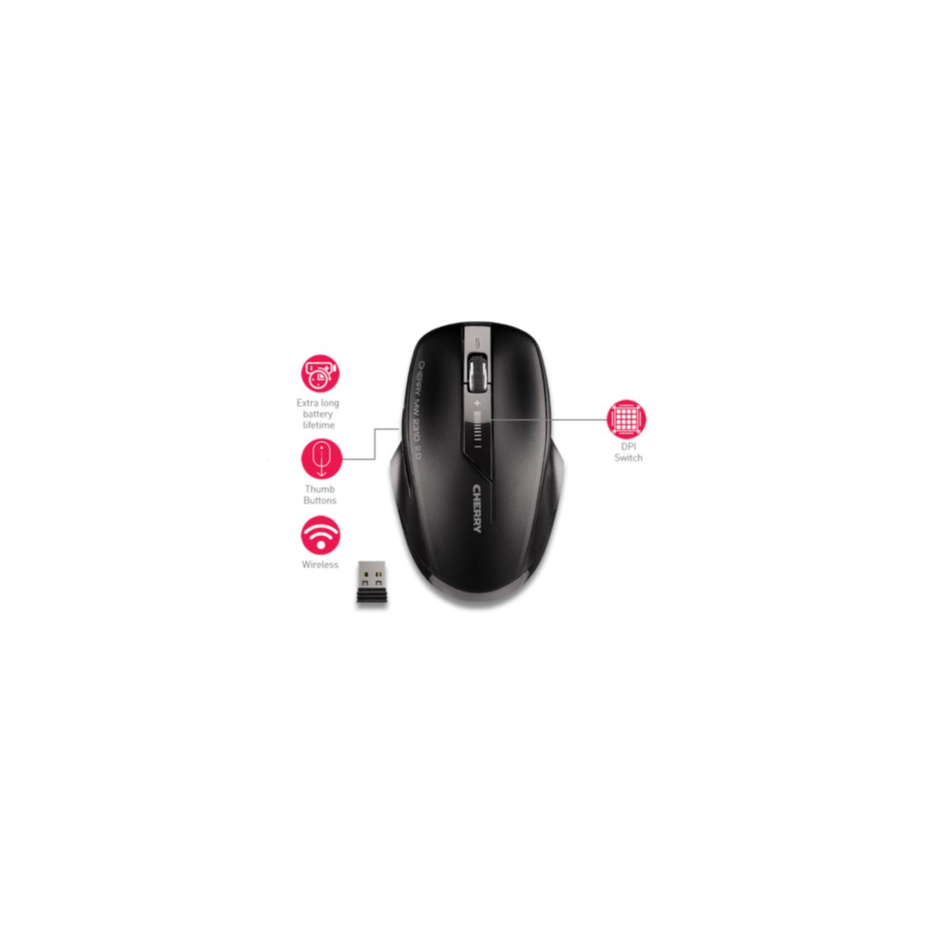 Cherry MW 2310 2.0 – Wireless Mouse 2400 DPI 6-Button | Armenius Store