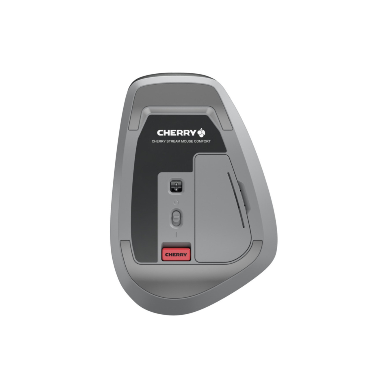 Cherry STREAM COMFORT Wireless Mouse - Right-Hand Ergonomic, 4000 DPI, 2.4 GHz Nano Receiver - Black/Grey