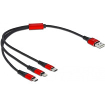 USB charging cable, USB-A plug to 2x USB-C + Lightning plug — Buy in Cyprus with Fast Delivery