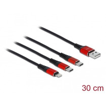 USB charging cable, USB-A plug to 2x USB-C + Lightning plug — Buy in Cyprus with Fast Delivery
