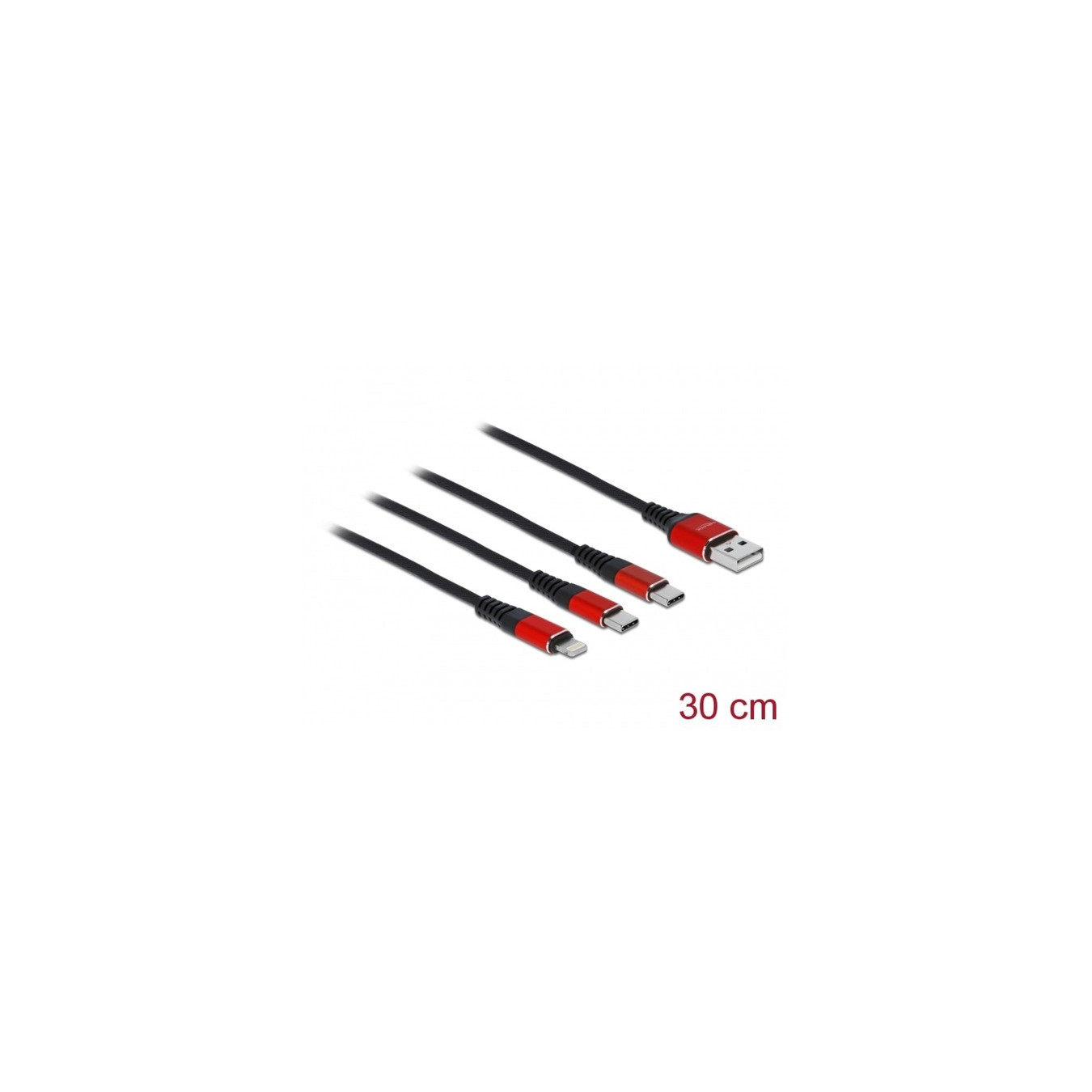 USB charging cable, USB-A plug to 2x USB-C + Lightning plug — Buy in Cyprus with Fast Delivery