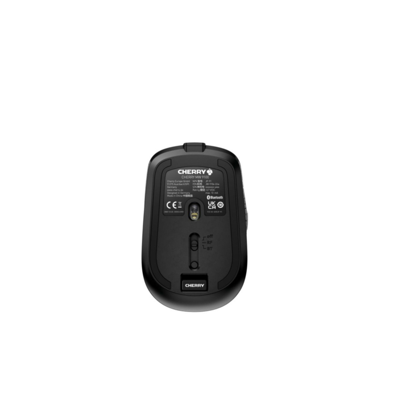 Cherry MW 9100 Wireless Mouse - JW-9100-2 - Ambidextrous Black, RF + Bluetooth, 2400 DPI, USB-C Rechargeable
