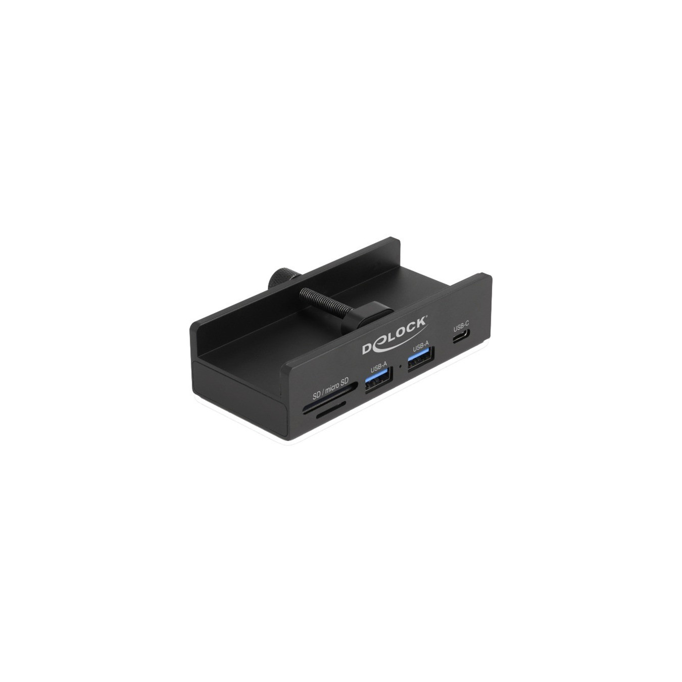 External USB 5 Gbps hub with 2 x USB Type-A, 1 x USB Type-CTM and SD + Micro SD slot with locking screw, USB hub