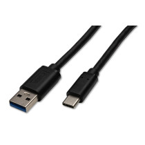 USB-A to USB-C Cable 3 m - Black, 5 Gbps (USB 3.0), 5V/3A (15W), PVC Jacket, Nickel-Plated Connectors