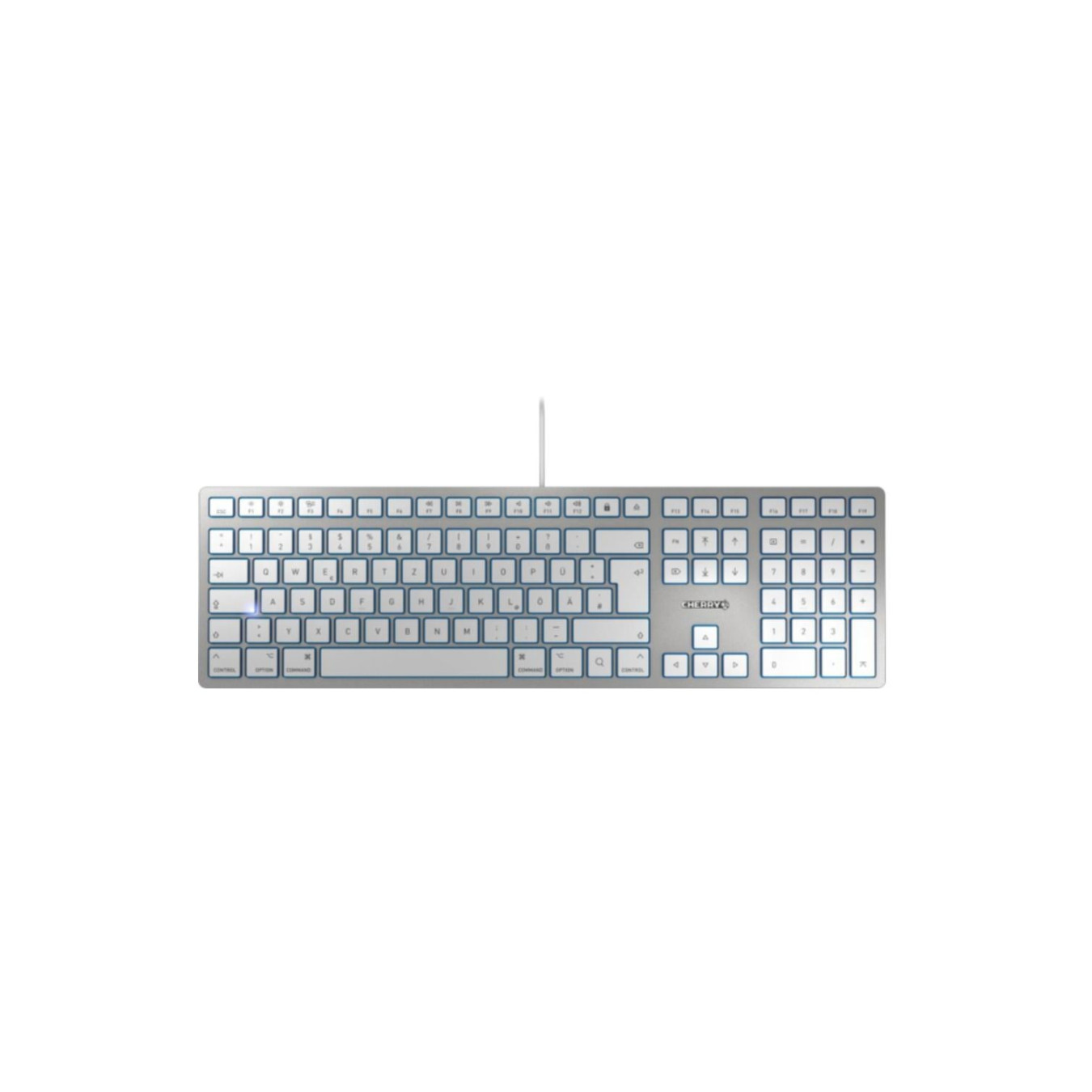 Cherry KC 6000 for Mac - JK-1610DE-1 - Slim Wired USB Keyboard, Full-Size 111 Keys, Silver, German (QWERTZ)