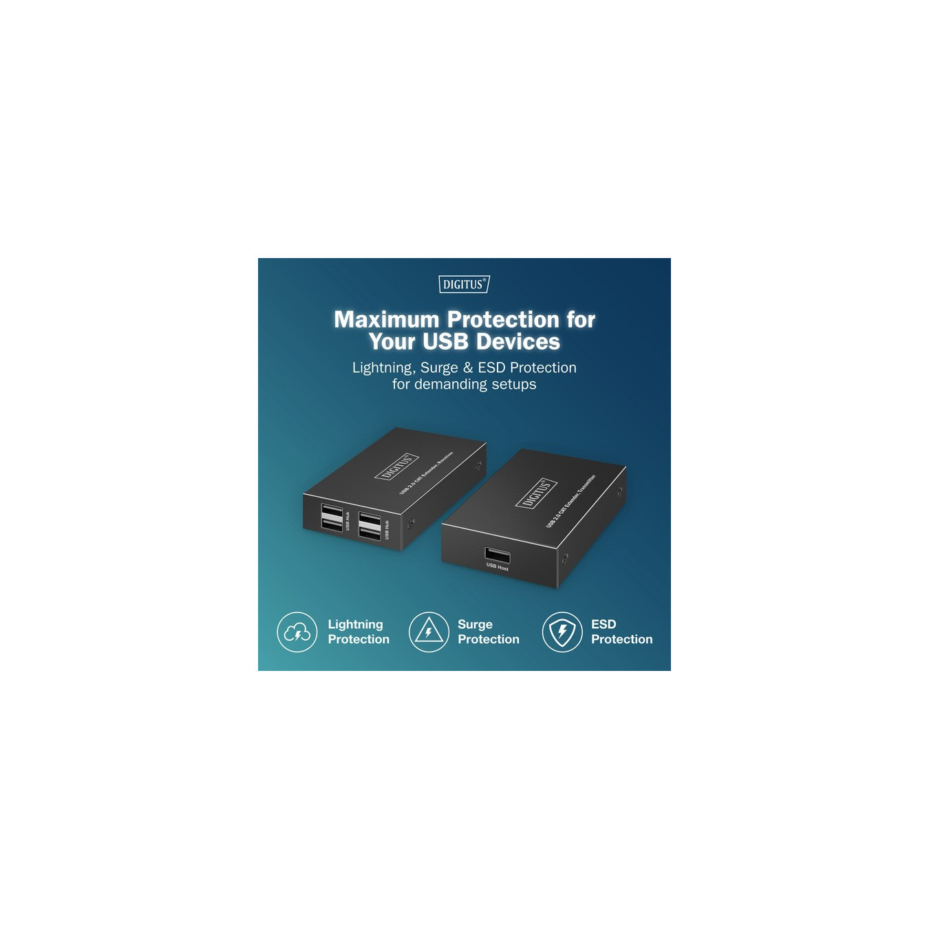 USB 2.0 CAT Extender-Set, 480 Mbps, 150 Meter, USB-Extender — Buy in Cyprus with Fast Delivery