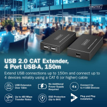 USB 2.0 CAT Extender-Set, 480 Mbps, 150 Meter, USB-Extender — Buy in Cyprus with Fast Delivery