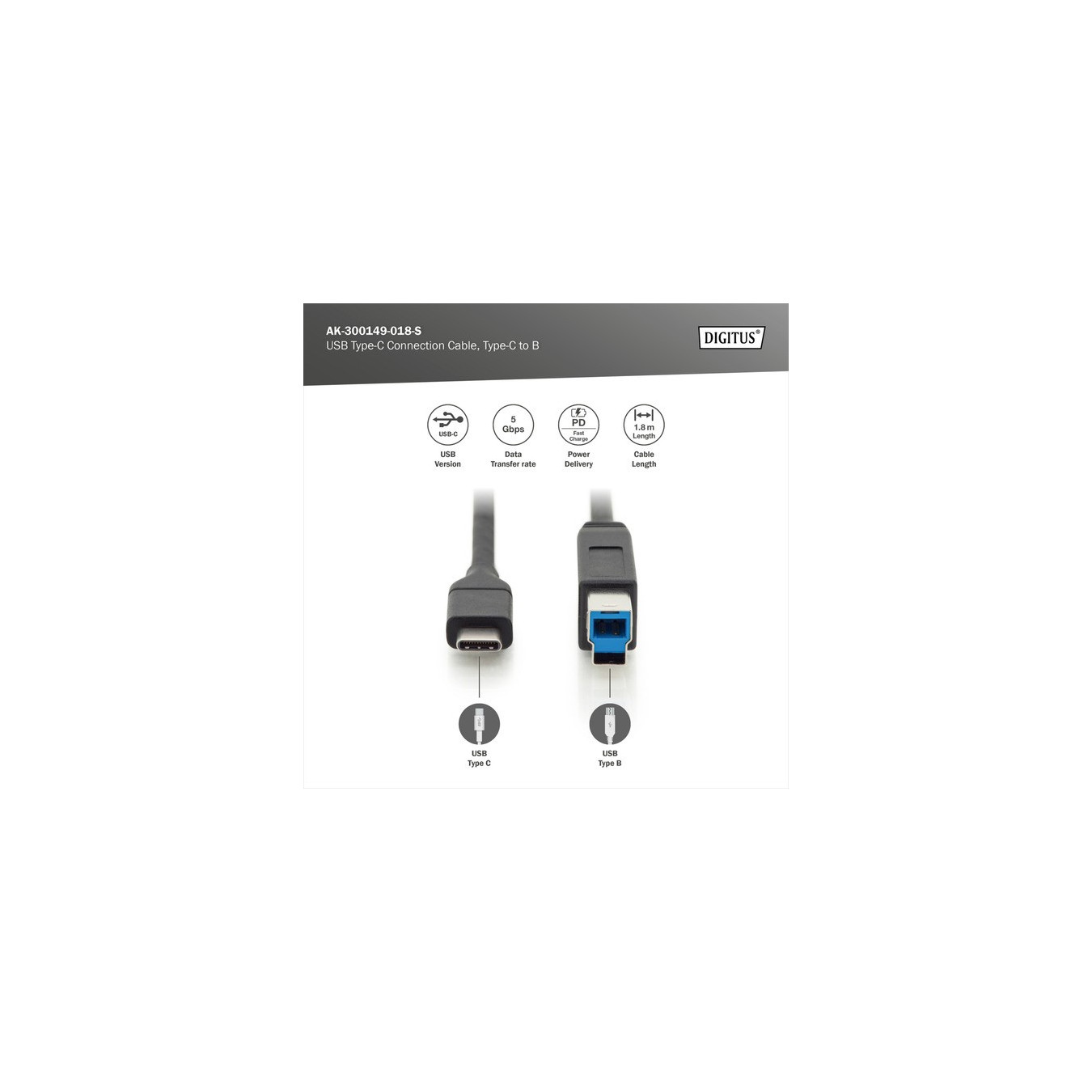 USB 3.2 Gen 1 connection cable USB-C to USB-B — Buy in Cyprus with Fast Delivery