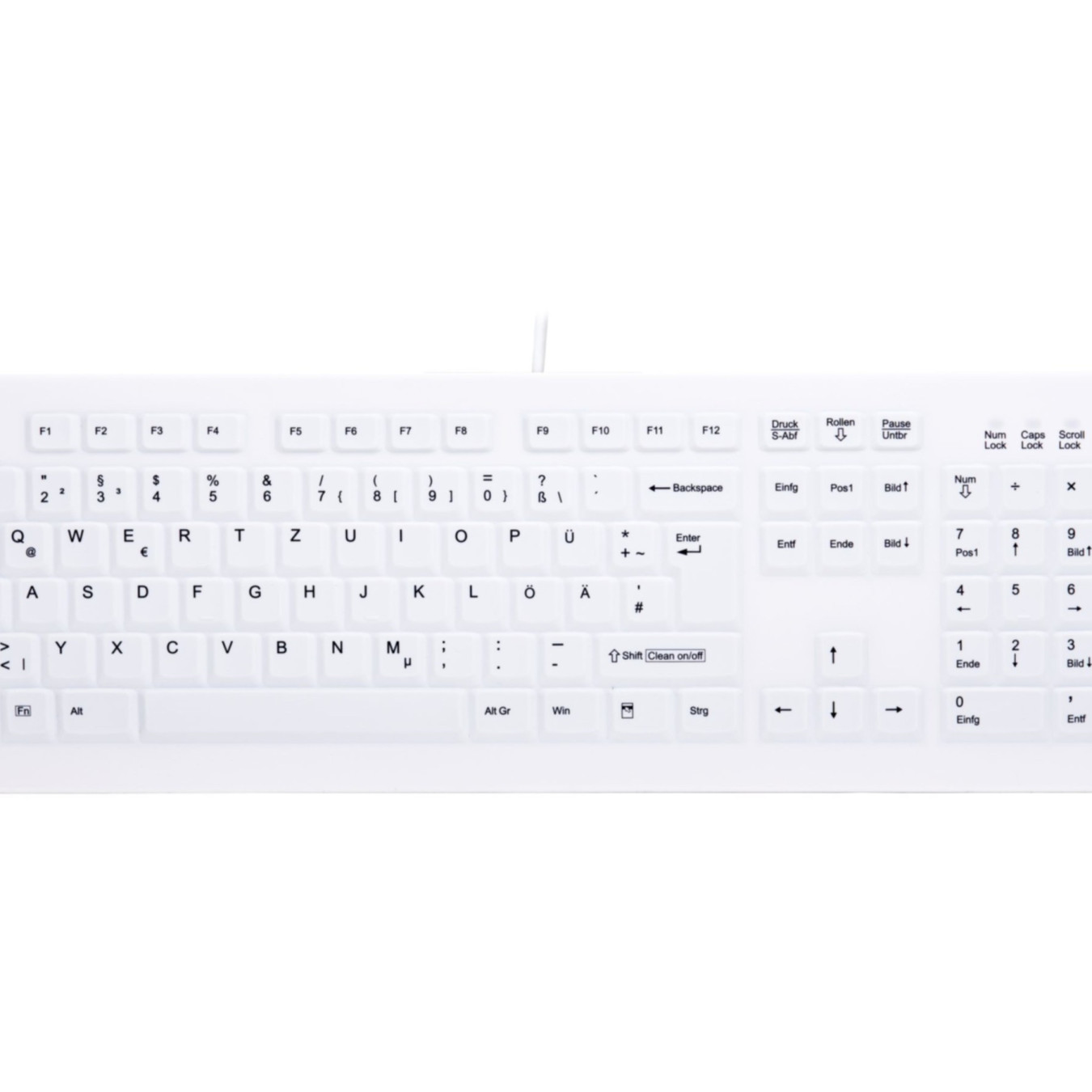 Medical Washable Silicone Keyboard - AK-C8100F - Wired USB, White, German QWERTZ, 105-key — Buy in Cyprus with Fast Delivery