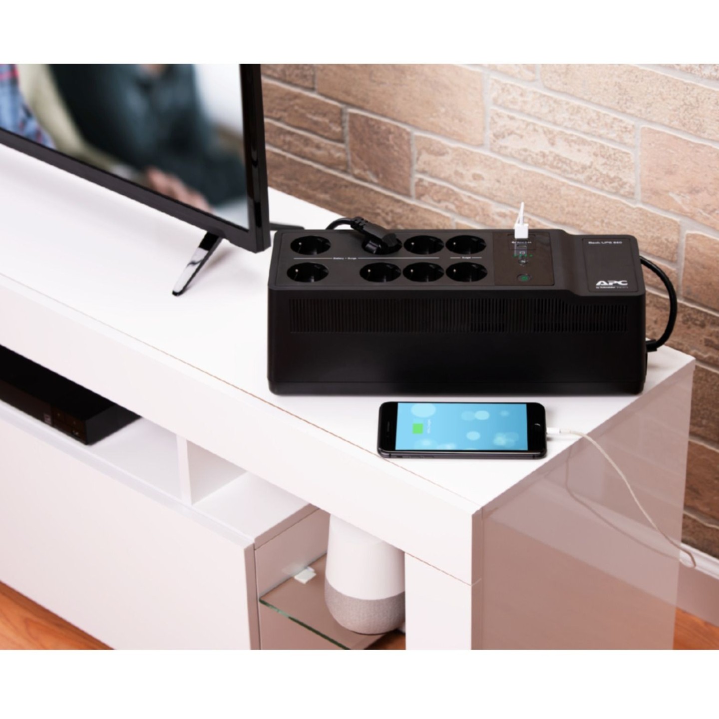 APC Back-UPS BE850G2-GR - 850VA / 520W UPS, 8× Schuko Outlets, 2 USB, Hot-Swap Battery, Black, 230V