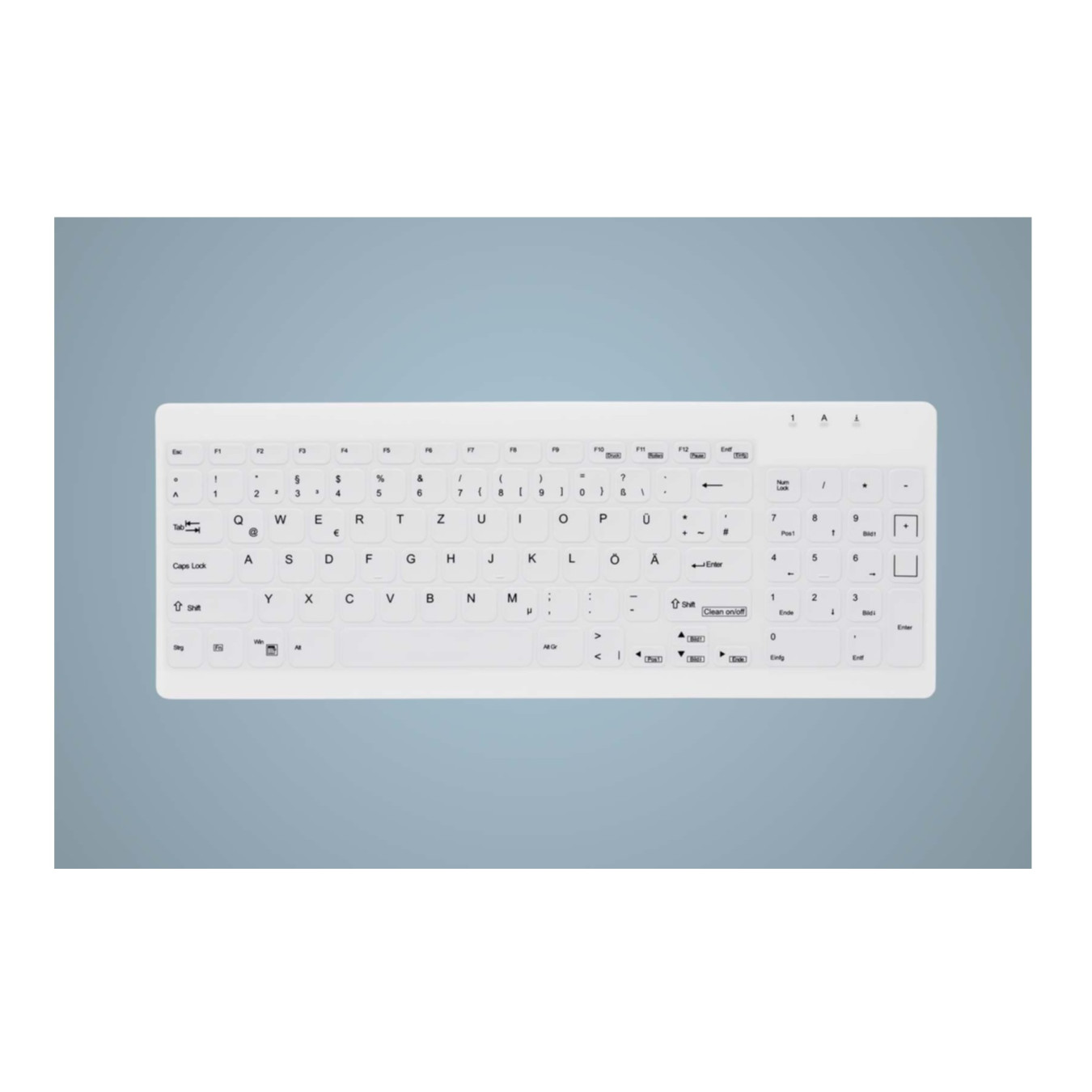 Cherry Medical Active Key AK-C7012 - Wired USB Medical Keyboard, White, German Layout, Backlit, Spill-Resistant