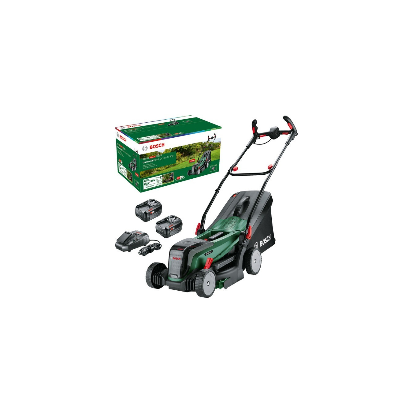 Cordless lawnmower UniversalRotak 2x18V-37-550, 36Volt (2x18V) — Buy in Cyprus with Fast Delivery
