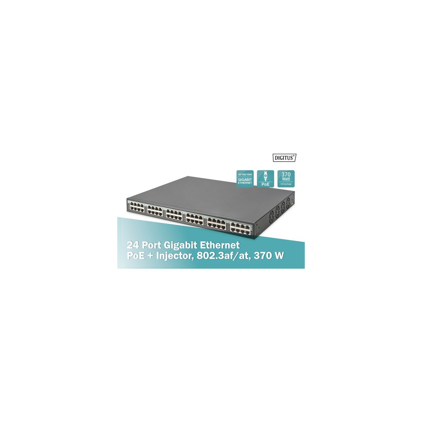24-Port Ethernet PoE+ injektor 370W, Switch — Buy in Cyprus with Fast Delivery