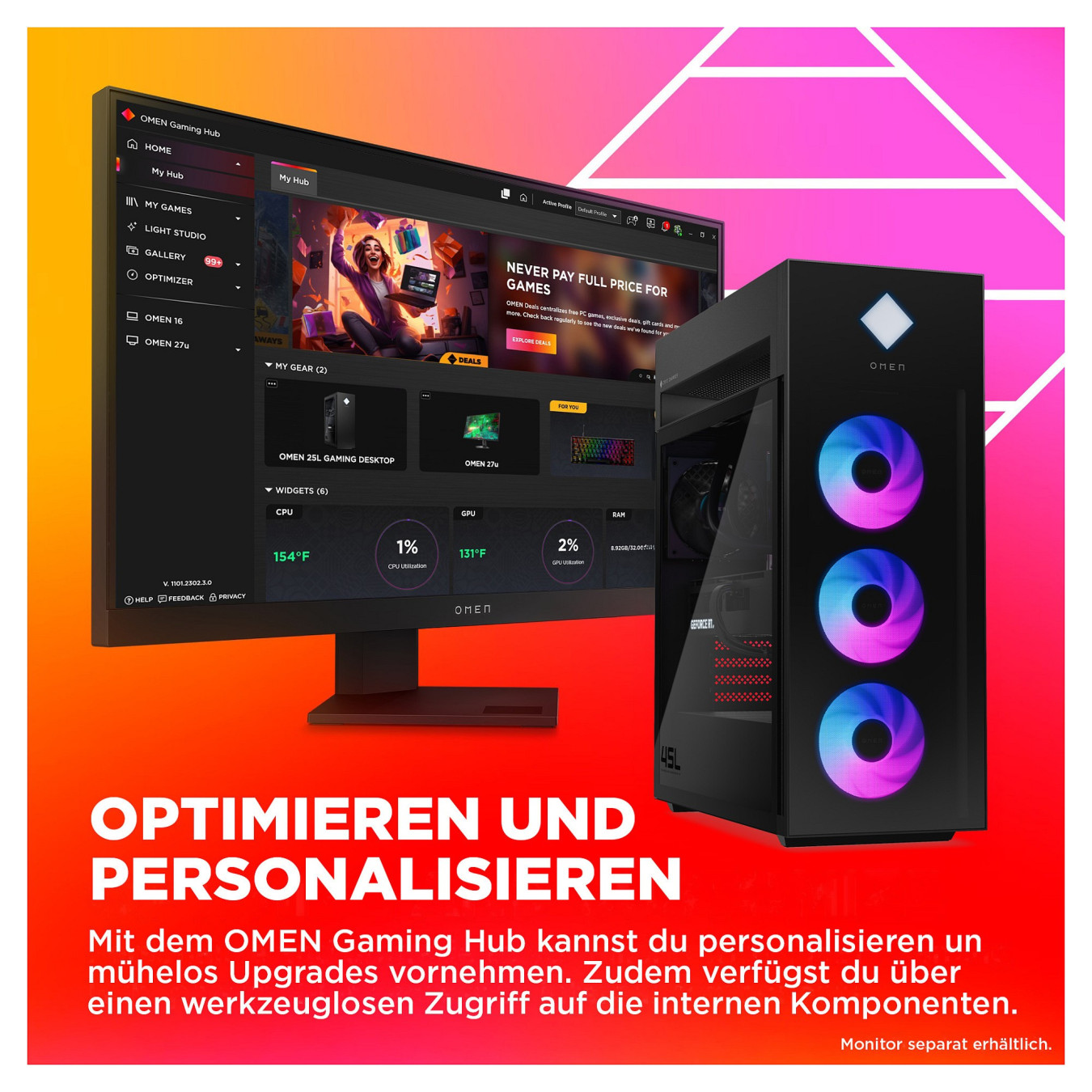 HP OMEN 45L GT22-3475ng Gaming PC Core Ultra 9 285K 64GB 2TB SSD RTX 5080 W11Home — Buy in Cyprus with Fast Delivery