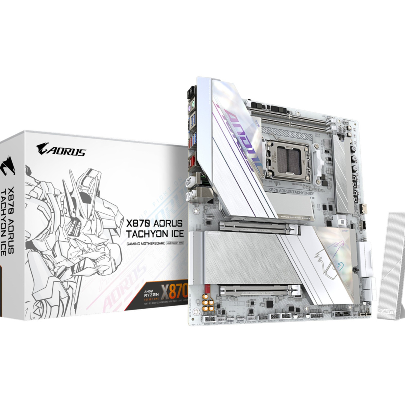 Gigabyte GA-X870 A Tachyon ICE - AM5 E-ATX Motherboard - DDR5 128GB, PCIe 4.0, Dual 2.5/5GbE, RGB