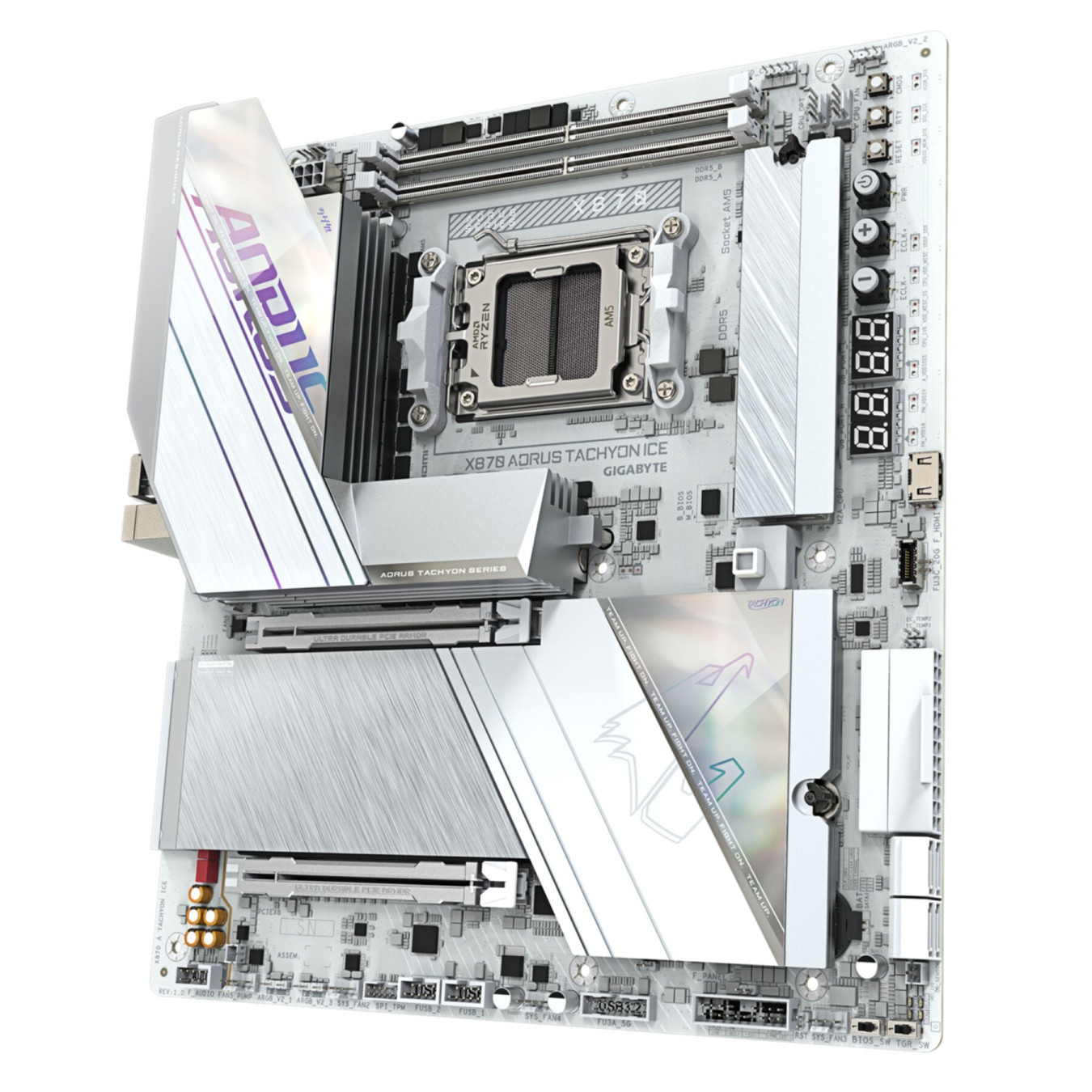 Gigabyte GA-X870 A Tachyon ICE - AM5 E-ATX Motherboard - DDR5 128GB, PCIe 4.0, Dual 2.5/5GbE, RGB