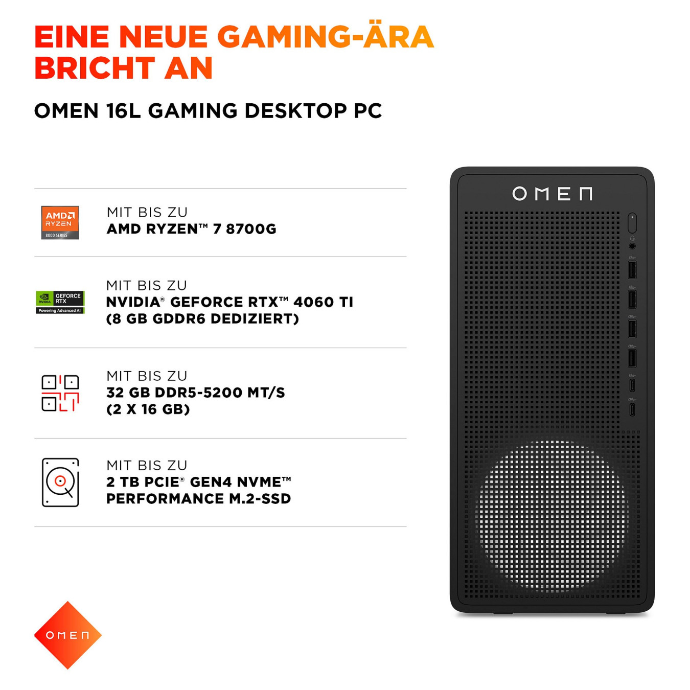 HP OMEN 16L TG03-0450ng Gaming Desktop R5-8400F 16GB 512GB SSD RTX 5060 nOS — Buy in Cyprus with Fast Delivery