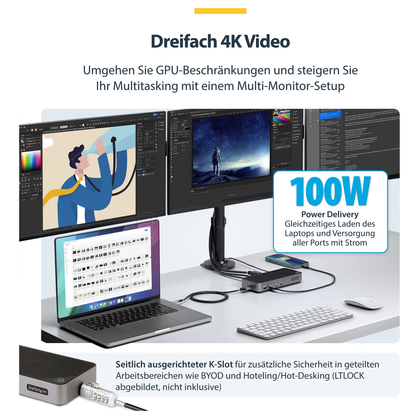 D StarTech TRIPLE MONITOR DOCKING STATION — Buy in Cyprus with Fast Delivery