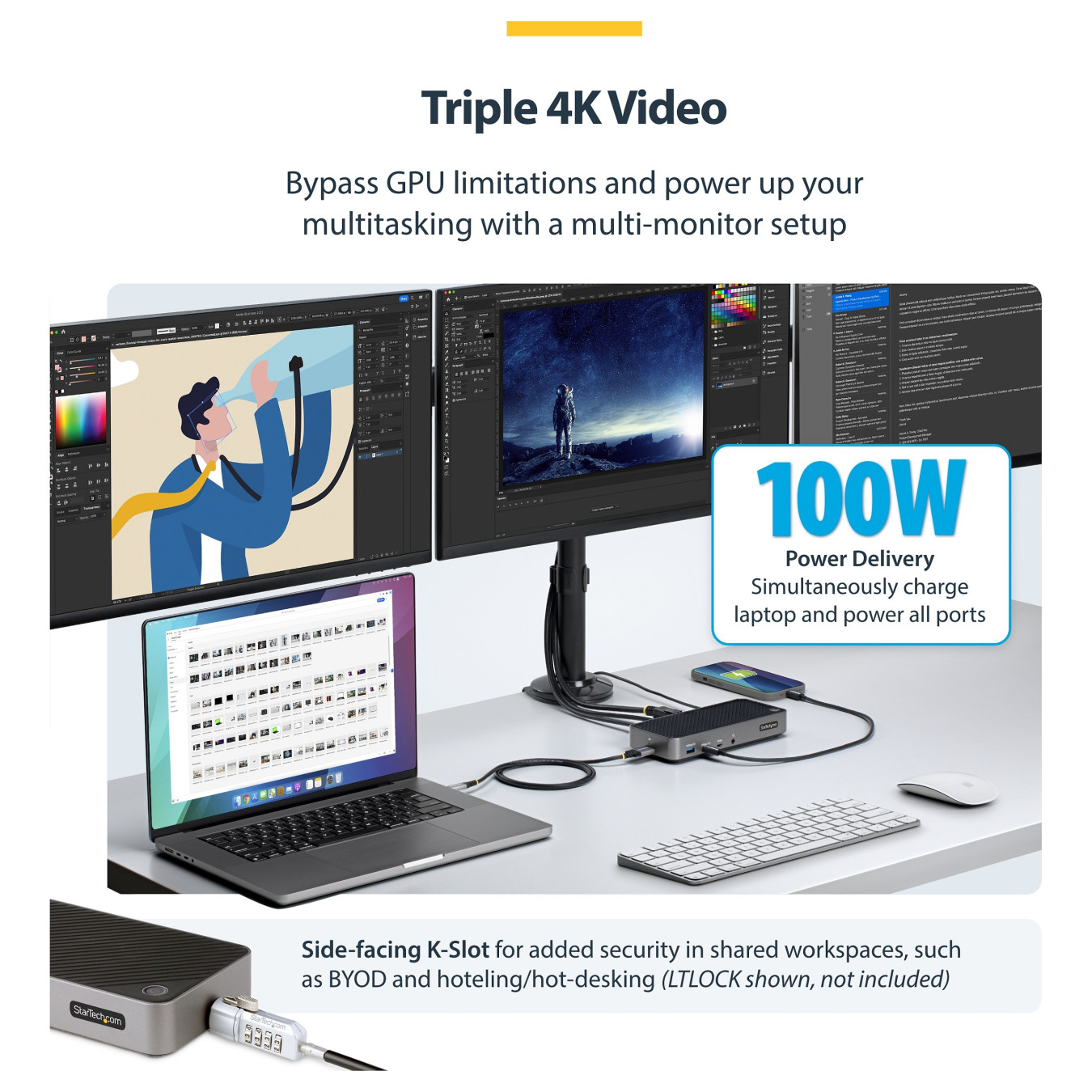 D StarTech TRIPLE MONITOR DOCKING STATION — Buy in Cyprus with Fast Delivery