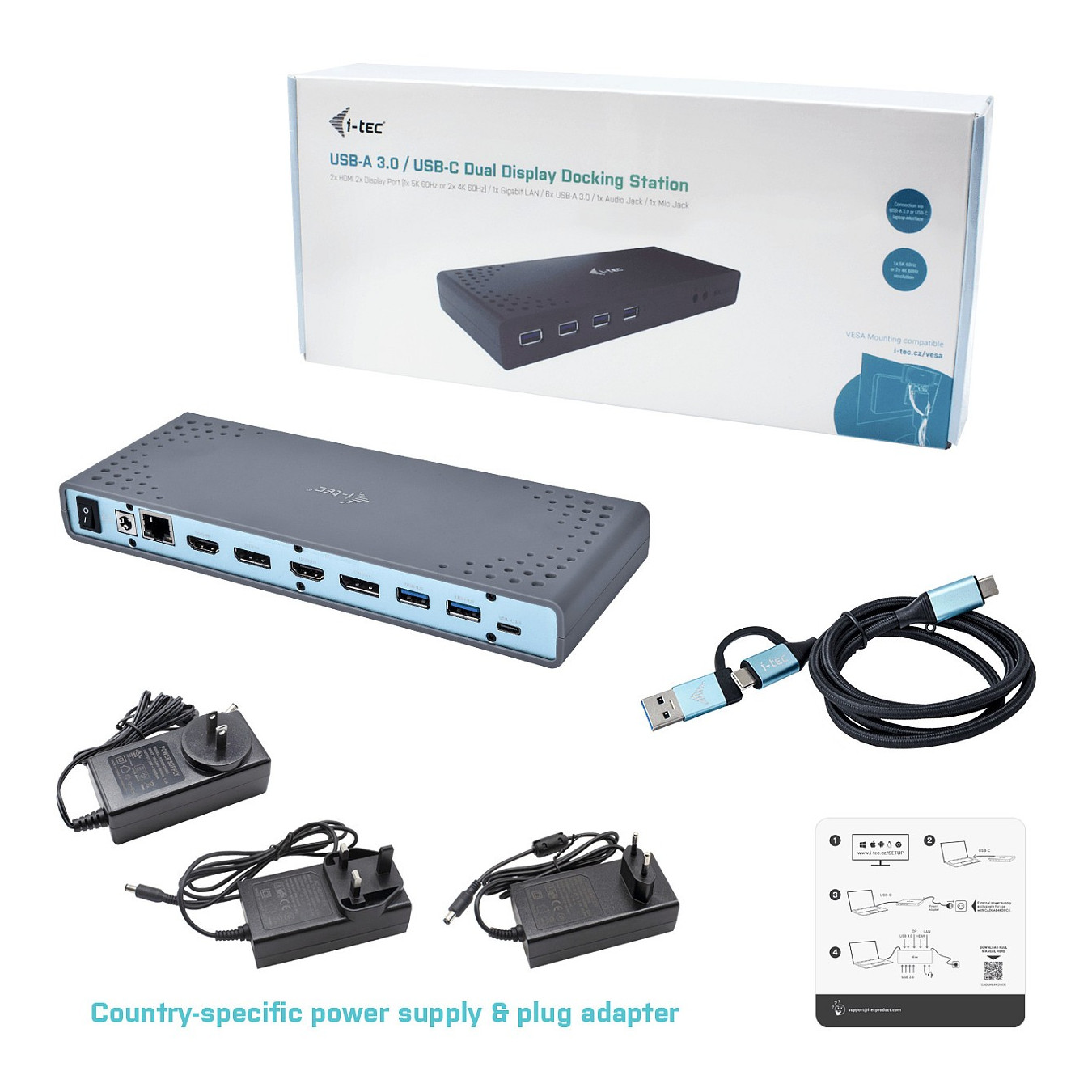 D I-Tec USB 3.0 USB-C 5K Universal Dual Docking Station — Buy in Cyprus with Fast Delivery